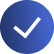 A blue circle with a white check mark in the center.