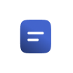 A blue square icon with two white horizontal lines in the center, resembling an equals sign, set against a white circular background.